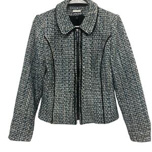 Elegant Women's Tweed Blazer - Black and White